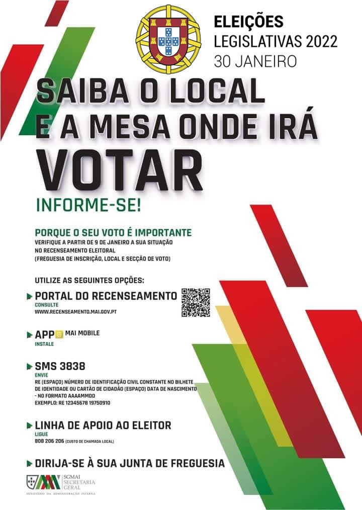 Notícia Eleições legislativas 2022 - Saiba onde votar